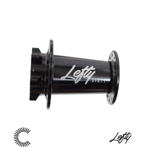 A picture showing a Cannondale Lefty 50 24H front bicycle hub in black