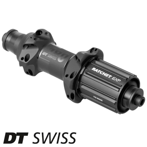 an image showing a matt black DT Swiss 180 QR straight pull bicycle rear hub