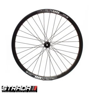 A picture of a Strada big Fella Deluxe bicycle front wheel in Black