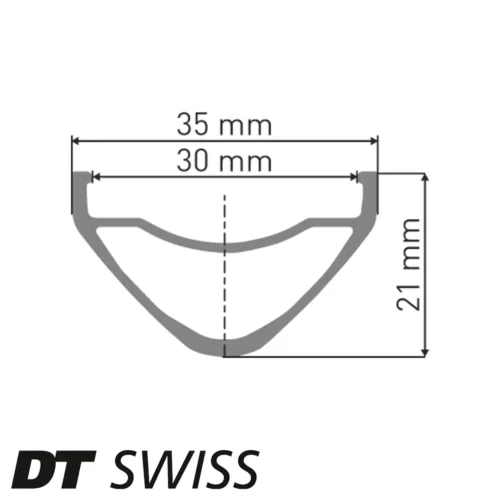 A diagram showing a cross section off a DT Swiss FR 541 aluminium mountain bicycle rim.